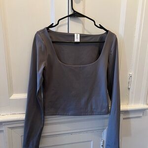 Abound Gray Long Sleeve Crop Top